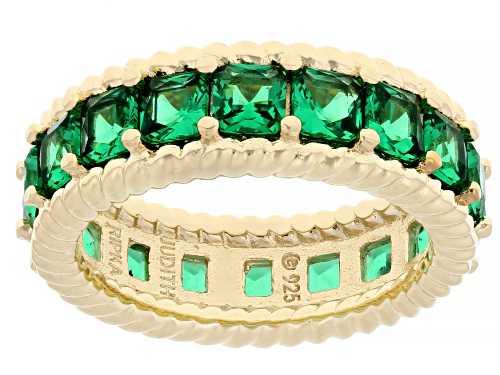 Judith Ripka 3.46ctw Emerald Simulant 14k Gold Clad Royal Band Ring - Size 8