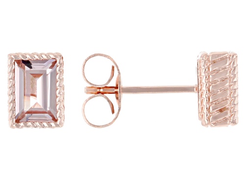 Judith Ripka 0.94ctw Morganite Simulant 14k Rose Gold Clad Princess Bezel Set Stud Earrings