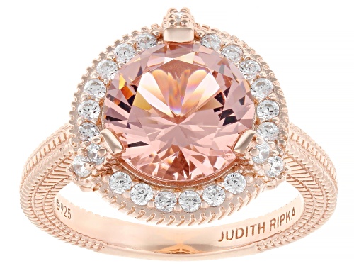 Judith Ripka 3.43ct Morganite Simulant With 0.54ctw Bella Luce® 14k Rose Gold Clad Redonda Ring - Size 10