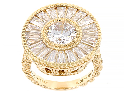Judith Ripka 8.69ctw Mixed Shape White Bella Luce® 14k Yellow Gold Clad Pinwheel Ring - Size 10