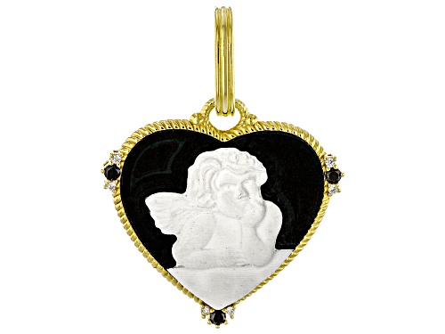 Judith Ripka Resin, 0.24ctw Black Spinel & Bella Luce® 14k Gold Clad Verona Cherub Cameo Enhancer