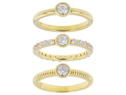 Judith Ripka 1.96ctw White Bella Luce® 14k Gold Clad Verona Set of 3 Stack Rings - Size 10