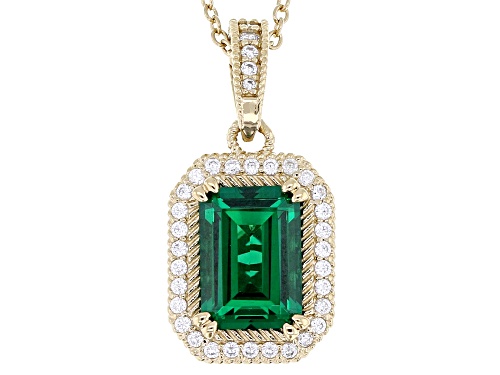 Judith Ripka 5.20ct Emerald Simulant & 0.63ctw Bella Luce® 14k Gold Clad Princess Enhancer/Chain