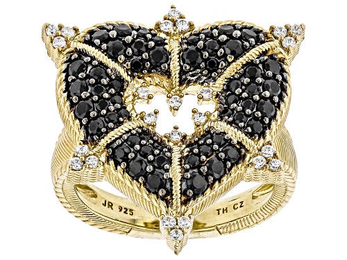 Judith Ripka 1.02ctw Black Spinel & Bella Luce® 14k Gold Clad More is More Heart Ring - Size 9