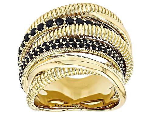 Judith Ripka 1.02ctw Black Spinel 14k Gold Clad Jubilee 7 Band Highway Ring - Size 6