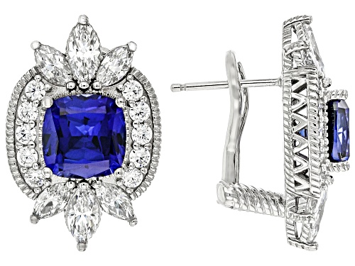 Judith Ripka 10.18ct Lab Blue Sapphire w/ Bella Luce® Rhodium Over Silver Celebration Earrings