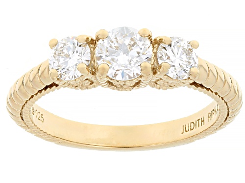 Judith Ripka 1.00ctw Prazana® Lab-Grown Diamonds 14k Gold Clad Lucent Ring, F VS2 - Size 10