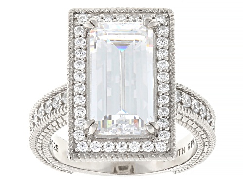 Judith Ripka 10.19ctw Elongated Emerald Cut Bella Luce® Rhodium Over Sterling Silver Toujours Ring - Size 9