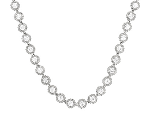 Judith Ripka 30.00ctw White Bella Luce® Rhodium Over Sterling Silver Haute Bezel Tennis Necklace - Size 18