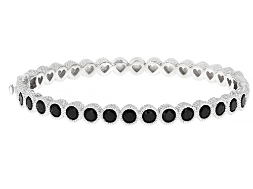Judith Ripka 3.28ctw Black Diamond Simulant Rhodium Over Sterling Silver Bezel Set Bangle - Size 7.25