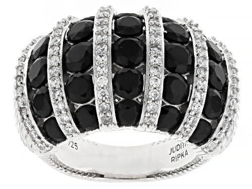Judith Ripka 5.78ctw Black Diamond Simulant with White Bella Luce® Rhodium Over Silver Rapture Ring - Size 9