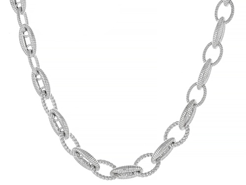 Judith Ripka 1.48ctw White Bella Luce® Rhodium over Sterling Silver Berge Rope & Pave Link Necklace - Size 18