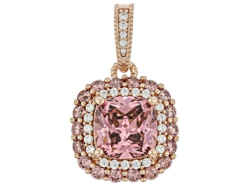 Judith Ripka 12.31ctw Cushion Blush and White Bella Luce® 14k Rose Gold Clad Printemps Enhancer