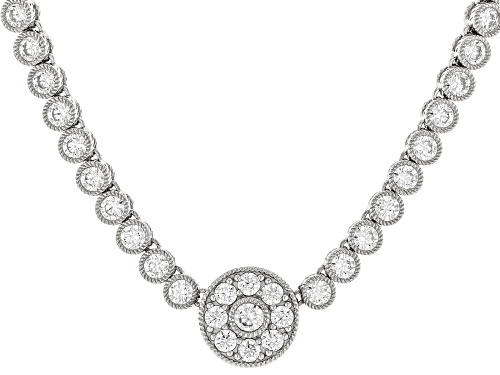 Judith Ripka 29.33ctw White Bella Luce® Rhodium Over Sterling Silver Haute Bezel Tennis Necklace - Size 18