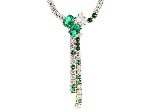 Judith Ripka 9.86ctw Green Emerald Simulant with 28.37ctw Bella Luce® 14k Gold Clad Haute Y Necklace - Size 18