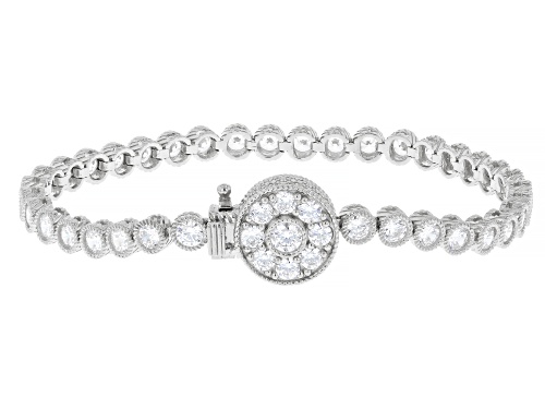 Judith Ripka 13.43ctw White Bella Luce® Rhodium Over Sterling Silver Haute Bezel Tennis Bracelet - Size 8