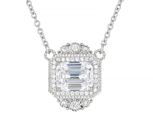 Judith Ripka 6.01ctw White Bella Luce® Rhodium Over Sterling Silver East West Necklace - Size 18