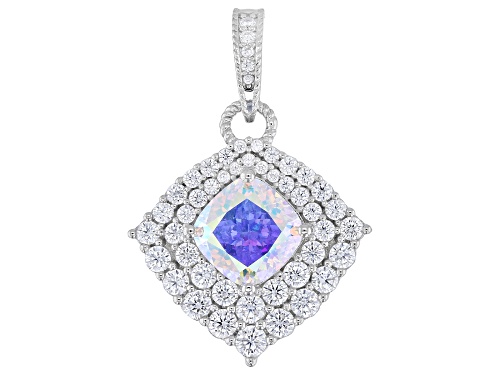 Judith Ripka 9.51ctw Aurora Borealis and White Bella Luce® Rhodium Over Sterling Silver Enhancer