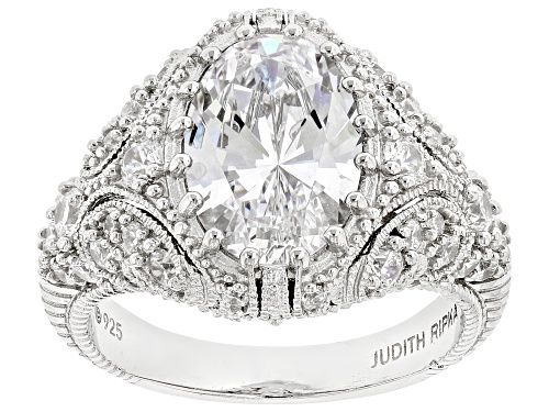 Judith Ripka 6.50ctw White Bella Luce® Rhodium Over Sterling Silver Estate Cocktail Ring - Size 10