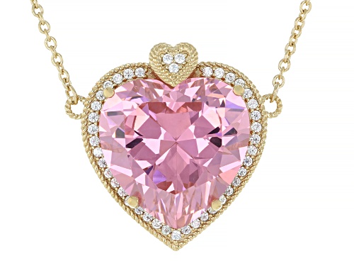 Judith Ripka 38.85ctw Bella Luce® Pink and White Diamond Simulant 18k Yellow Gold Clad Necklace