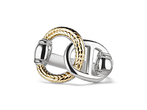 Judith Ripka Couture Vienna Two-Toned Rhodium & 18k Gold Over Sterling Silver Interlocking Ring - Size 8