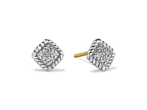Judith Ripka Couture Isola 0.10ctw White Diamond 14k Gold & Rhodium Over Silver Stud Earrings
