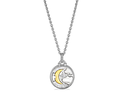Judith Ripka Couture Little Luxuries Diamond Rhodium & 18k Gold Over Silver Pendant/Chain