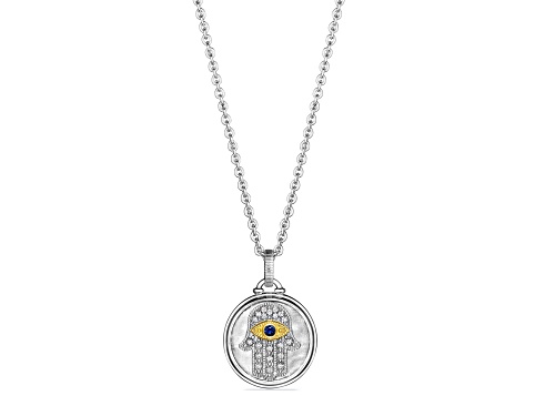 Judith Ripka Couture Little Luxuries Sapphire & Diamond Rhodium Over S/s & 18K Gold Pendant