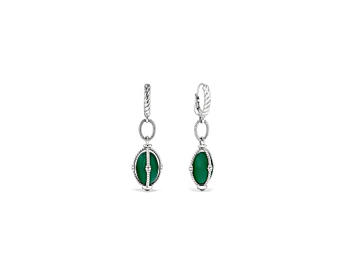 Judith Ripka Couture Ocean Reef Green Chalcedony Sterling Silver Drop Earrings