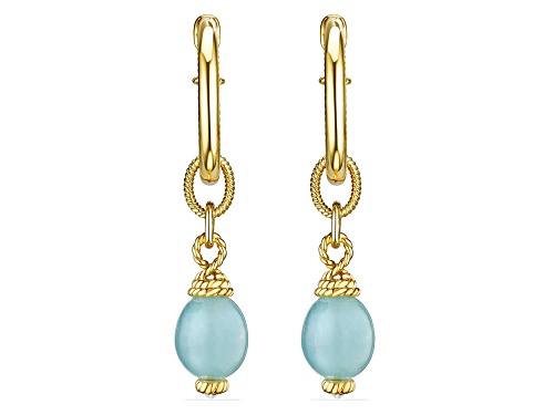 Judith Ripka Couture Ocean Reef Aquamarine in 18K Gold Vermeil Drop Hoop Earrings
