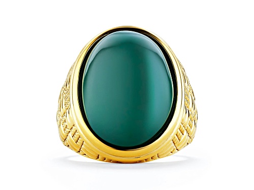 Judith Ripka Couture Ocean Reef Green Chalcedony 18K Gold Vermeil Ring - Size 7