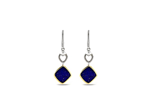 Judith Ripka Couture Eternity Lapis Lazuli Rhodium Over Sterling Silver and 18K Gold Drop Earrings