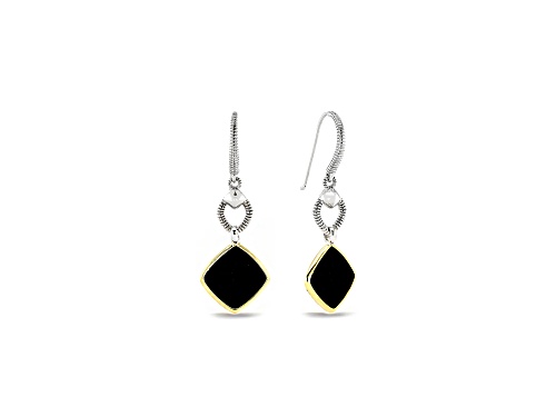 Judith Ripka Couture Eternity Black Onyx Rhodium Over Sterling Silver and 18K Gold Drop Earrings