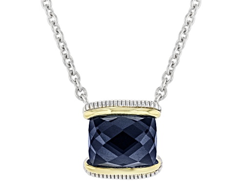 Judith Ripka Couture Eternity Blue Quartz Over Hematite Doublet Rhodium Over 925 & 18K Gold Necklace - Size 18