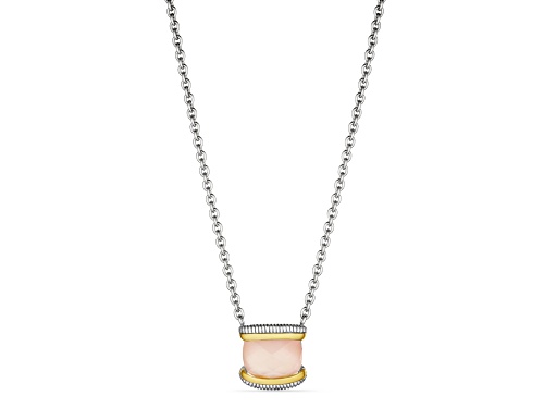 Judith Ripka Couture Eternity Rose Quartz over Mother-of-Pearl Doublet 925 & 18K Gold Necklace - Size 18