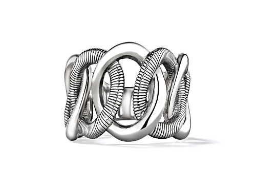 Judith Ripka Couture Eternity Rhodium Over Sterling Silver Interlocking Link Band Ring - Size 6