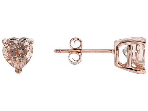 Photo of 1.50ctw Heart shaped Cor-de-Rosa Morganite 10K Rose Gold Stud Earrings