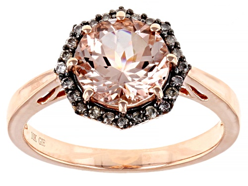 Photo of 1.51ct Round Cor-De-Rosa Morganite™ With 0.10ctw Champagne Diamonds 10K Rose Gold Ring - Size 7
