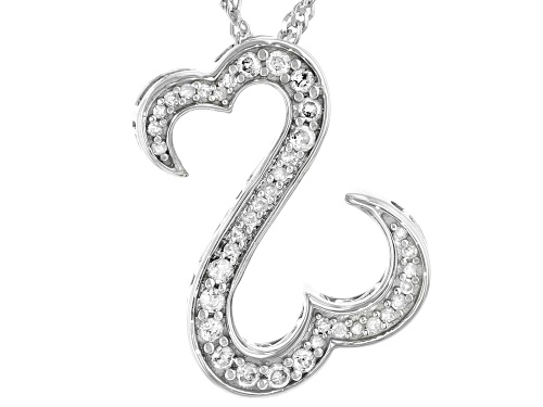 Open Hearts by Jane Seymour® 0.25ctw Round White Diamond Rhodium Over Sterling Silver Pendant