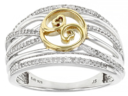 Open Hearts by Jane Seymour® .30ctw White Diamond Rhodium And 14k Yellow Gold Over Silver Ring - Size 9