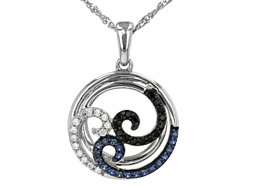 Joy & Serenity™ By Jane Seymour Bella Luce® Lab Sapphire & Spinel Rhodium Over Silver Pendant