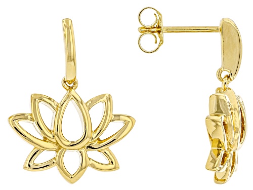 Joy & Serenity™ By Jane Seymour 14k Yellow Gold Over Sterling Silver Lotus Flower Earrings