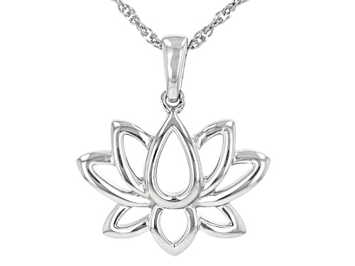 Joy & Serenity™ By Jane Seymour Rhodium Over Sterling Silver Lotus Flower Pendant With Chain