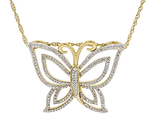 Photo of Joy & Serenity™ by Jane Seymour White Diamond 14k Yellow Gold Over Silver Butterfly Pendant .70ctw