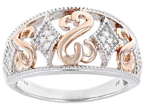 Open Hearts by Jane Seymour® Round White Diamond Rhodium And 14k Rose Gold Over Sterling Silver Ring - Size 5
