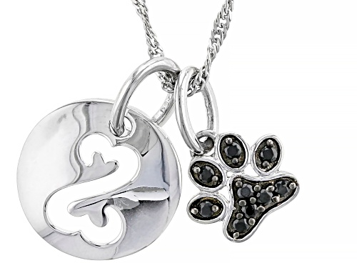 Photo of Open Hearts by Jane Seymour® Round Black Spinel Rhodium Over Sterling Silver Paw Print Pendant
