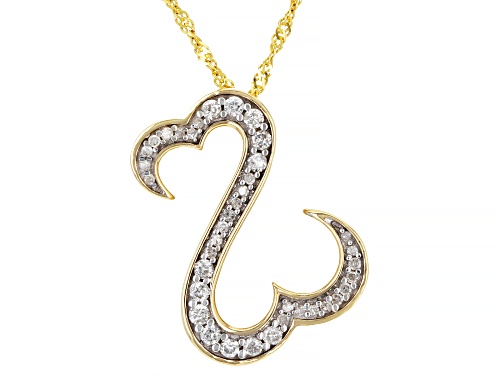 Open Hearts by Jane Seymour® 0.25ctw Round White Diamond 10k Yellow Gold Slide Pendant With Chain