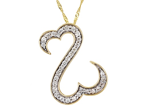 Photo of Open Hearts by Jane Seymour® 0.50ctw Round White Diamond 10k Yellow Gold Slide Pendant With Chain