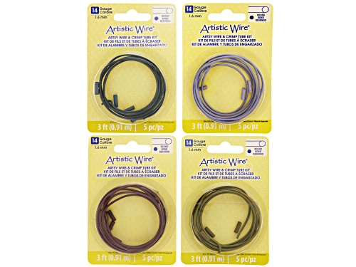 Photo of 14 Gauge Artistic Wire with Crimp Connectors in 4 Colors 3 Feet per Color