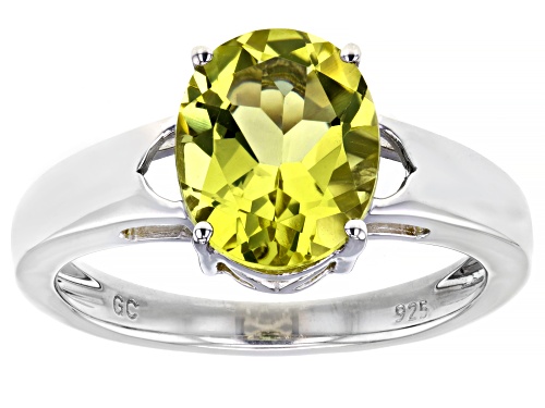 2.25ct Oval Lemon Quartz Rhodium Over Sterling Silver Solitaire Ring - Size 7